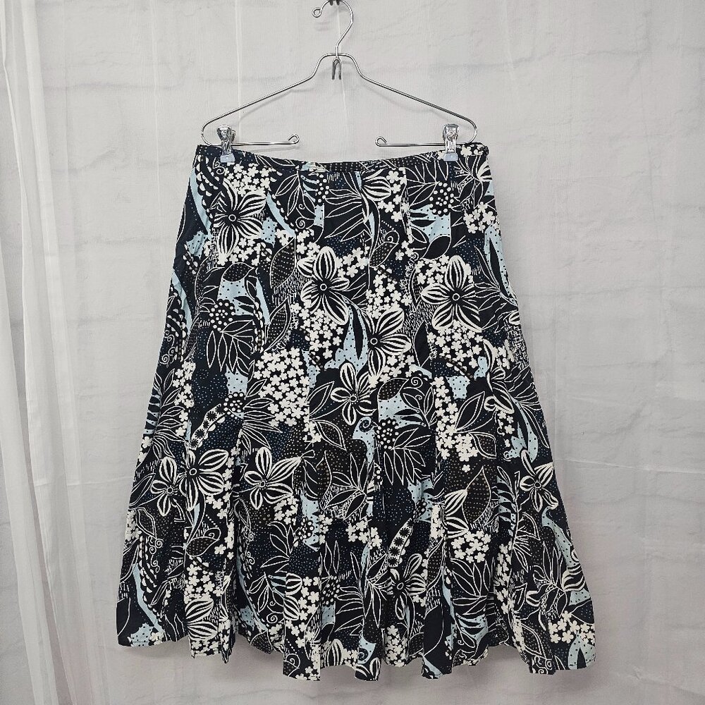 JM Collection Skirt Grunge Floral Cottage Fairy Boho Blue Black Midi 14